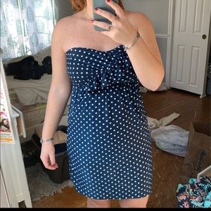 Strapless polka dot dress